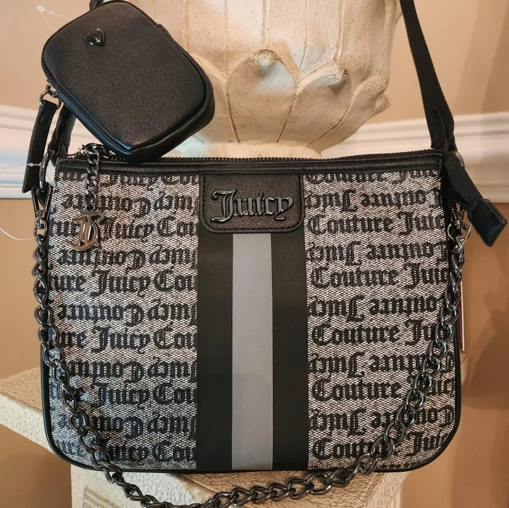 Juicy Couture Black and Gray Messenger Bag - Picture 3 of 12